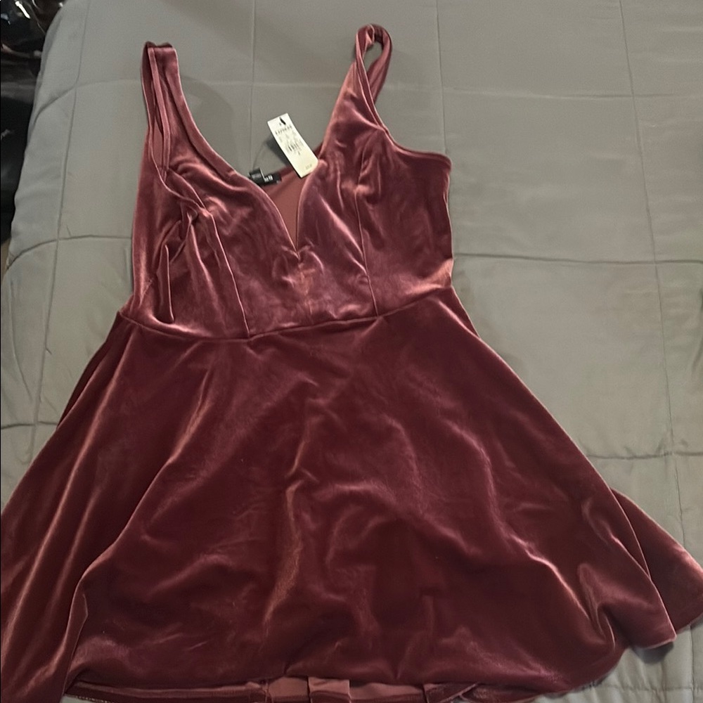 Express Red Babydoll Mini Dress V-Neck Sleeveless